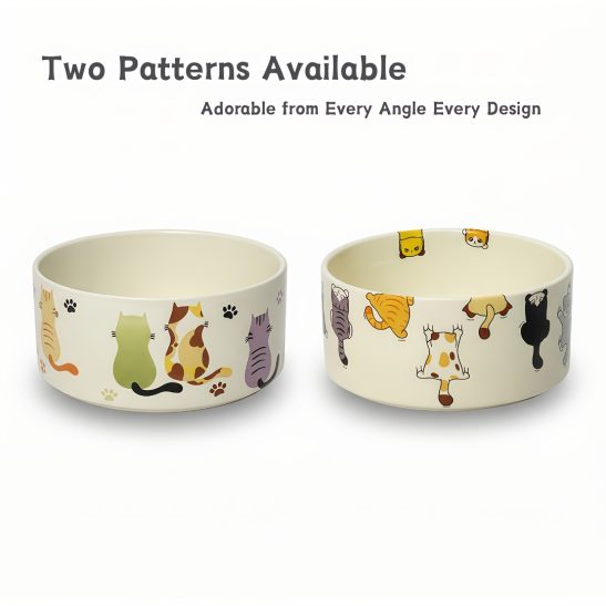 Large Capacity Ceramic Dog Bowl, Ceramic Cat Bowl, Cute Patterned Ceramic Dog Bowl, Water Bowl, Dry Food Bowl, Pet Dog Bowl, Suitable for Medium And Small Dogs And Cats, Capacity 3 Cups, 28 Ounces