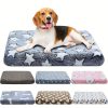 A Cozy And Soft Square Dog Bed Featuring a Cartoon Design, Perfect for All Seasons. It Includes a Removable And Washable Slat Pad, Making It Ideal for Small, Medium, And Large Dog Kennels