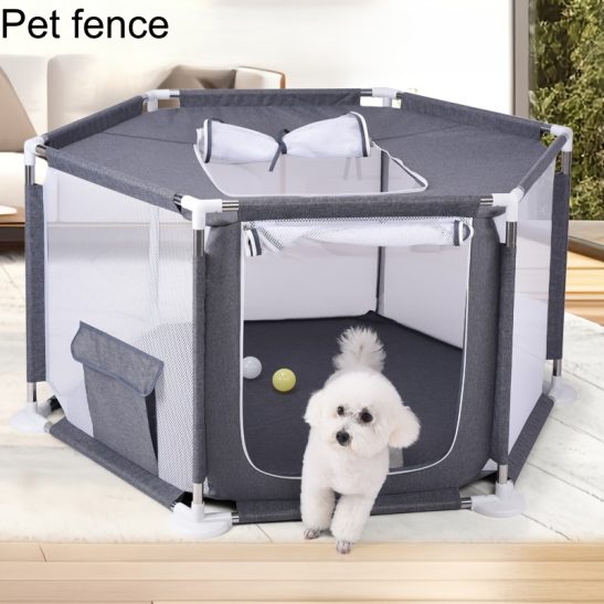 Dog Pen with Door,  Dog Enclosure for Cats and Mediumu002F Dogs, Outdoor and Indoor Pet Fence with Roof, Reinforced Fabric, Sturdy and Secure Dog Kennel
