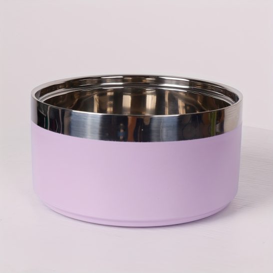 An Advanced Eight-color Round Stainless Steel Fashion Monochrome Non-slip Pet Bowl for Cats and Dogs, Suitable for Indoor and Outdoor Use