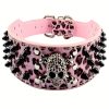 Spiked Inlaid Dog Collar-fashion Synthetic Leather Dog Collar-2 Inches Wide Suitable for Medium and Large Dogs-Pitbull Mastiff Labrador Boxer Rottweiler German Shepherd